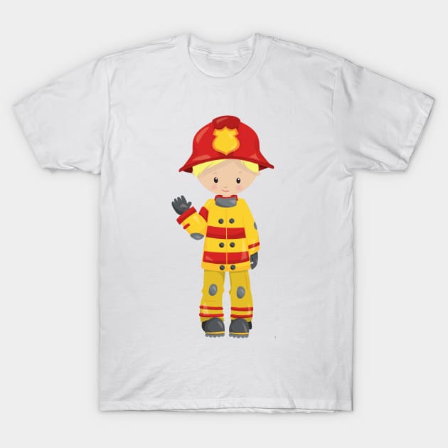 Fireman, Firefighter, Firefighting, Blond Hair T-Shirt by Jelena Dunčević